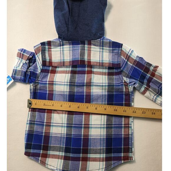 Carter's Baby Boy 18 months Plaid Hooded Button-Front‎ Shirt - Picture 7 of 13